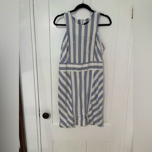 Striped Sleeveless blue and white linen dress